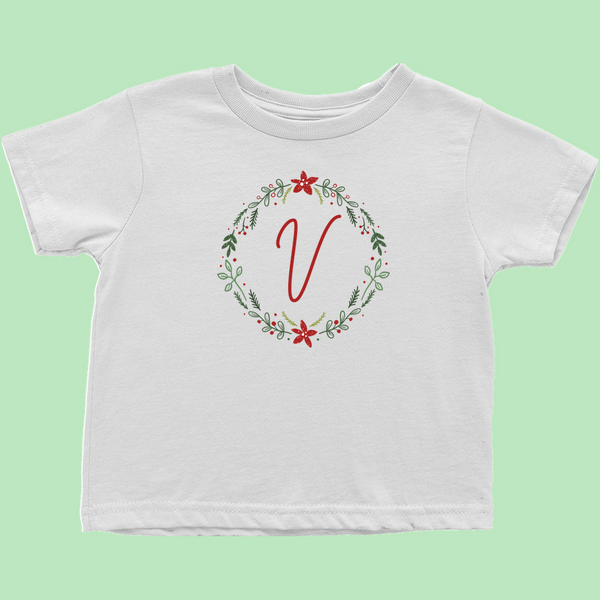 Personalized Initial Christmas Toddler T-Shirts (R-Z)