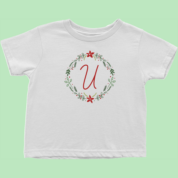 Personalized Initial Christmas Toddler T-Shirts (R-Z)