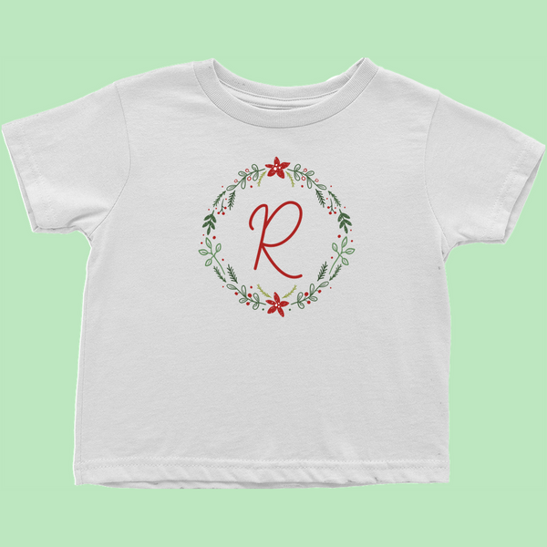 Personalized Initial Christmas Toddler T-Shirts (R-Z)