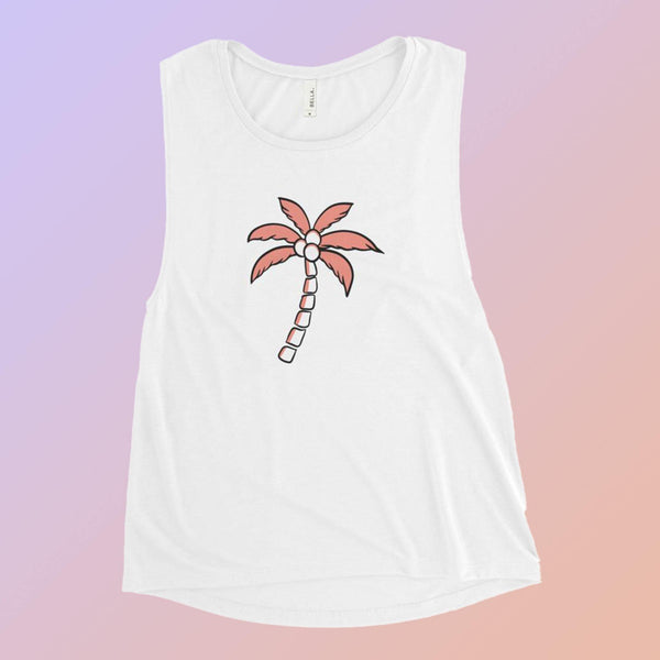 Coral Palm Tree Muscle Tank - Original Family Shop