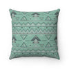 Teal Aztec Printed Spun Polyester Square Pillow - Original Family Shop
