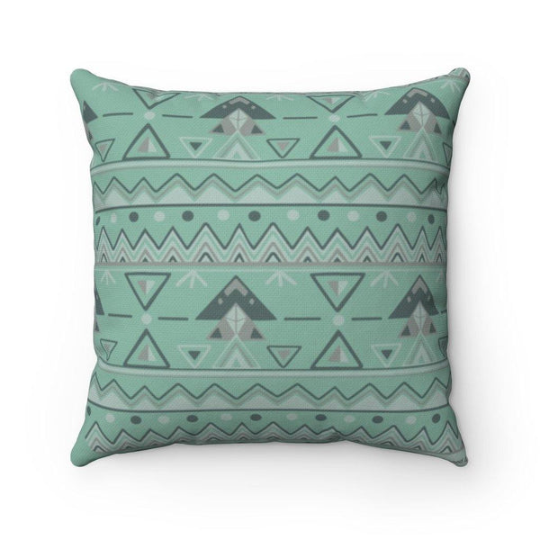 Teal Aztec Printed Spun Polyester Square Pillow - Original Family Shop